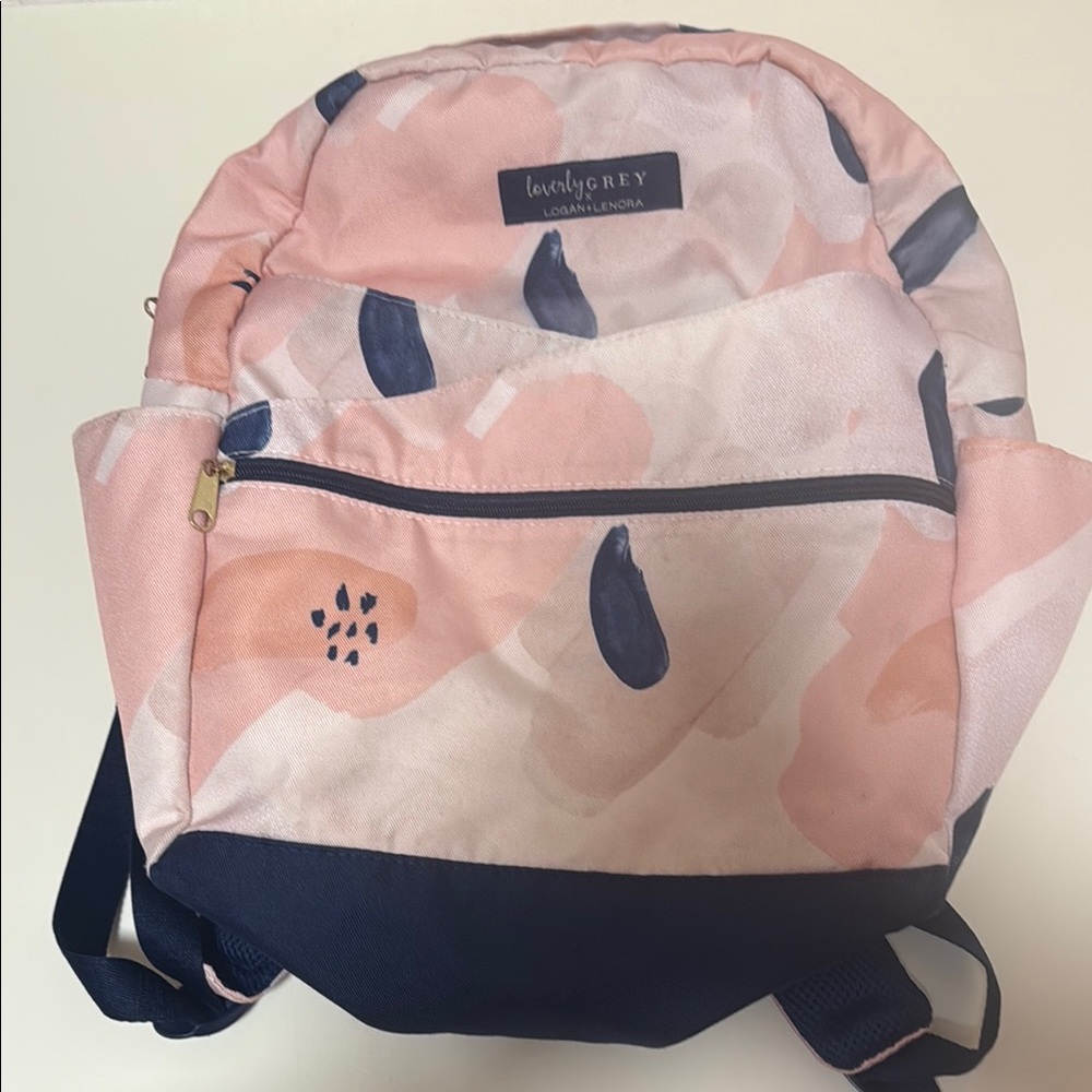 Loverly Grey Pink and Navy Diaper Bag Backpack